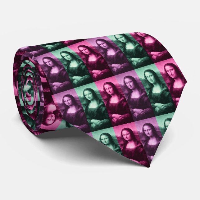 Cravate Mona Lisa Rose vert violet (Roulé)