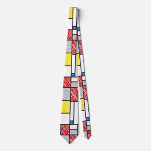 Cravate Mondrik Scribbles Minimaliste De Stijl Art Moderne