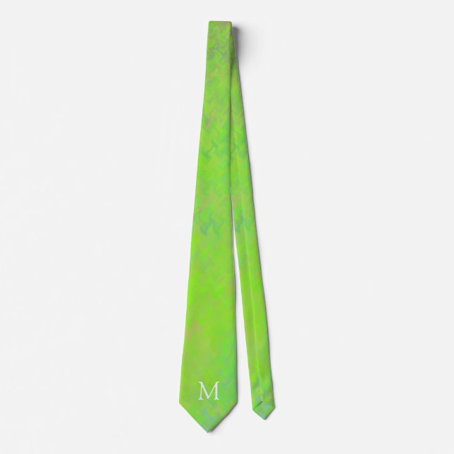 Cravate Monogram Lime Green Marbled Art (Devant)