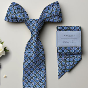 Cravate Monogram Pastel Marine Bleu Vintage Floral Hommes