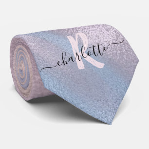 Cravate Monogram Shimmery Rose Gold et Baby Blue Ombre