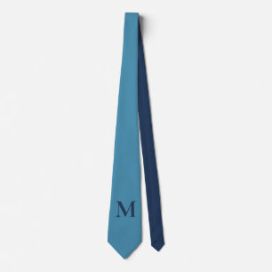 Cravate Monogram Solide Blue Pastel Minimaliste Profession
