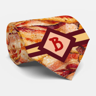 Cravate Monogramme Bacon Motif Funny Gag Cadeau