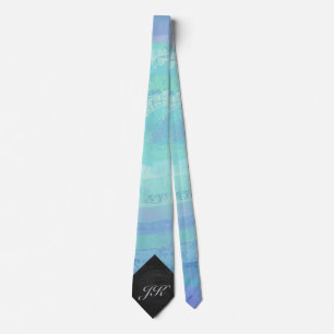 Cravate Monogramme bleu glacier