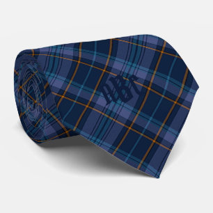 Cravate Monogramme bleu, lavande et or plaqué
