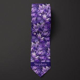 Cravate Monogramme botanique pourpre
