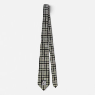 Cravate Monogramme Carré noir et gris argenté