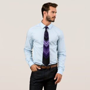 Cravate Monogramme chevron noir néon métallisé violet étin