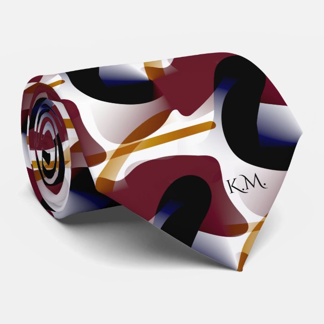 Cravate Monogramme chic géométrique moderne et original (Roulé)