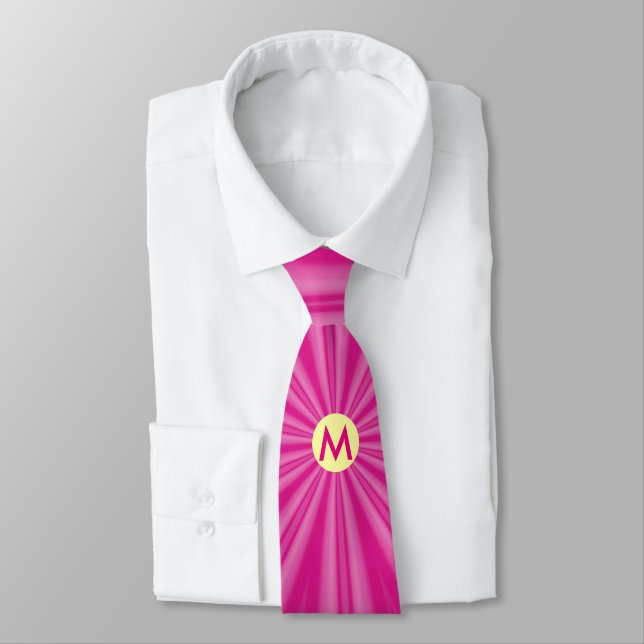 Cravate Monogramme coup de soleil jaune chaud rose vif  (Attaché)