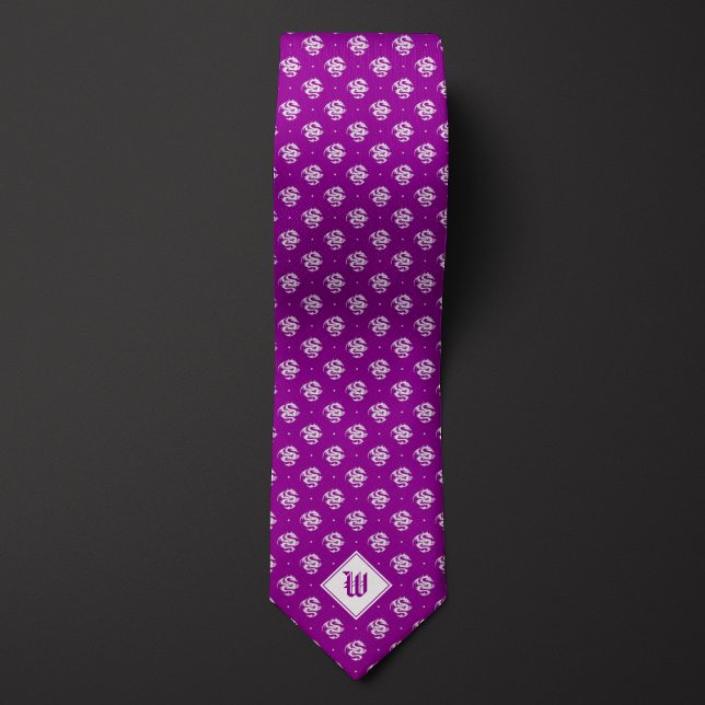 Cravate Monogramme de dragon Iconique Violet (Créateur téléchargé)