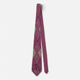 Cravate Monogramme de Jacquard de diamant rouge classique