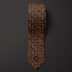 Cravate Monogramme de mandala en cuivre Abstrait