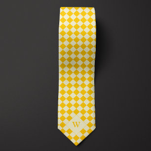 Cravate Monogramme décontracté À damiers jaune