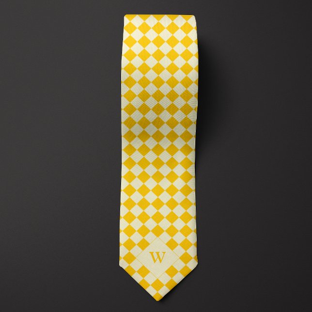 Cravate Monogramme décontracté À damiers jaune (Créateur téléchargé)