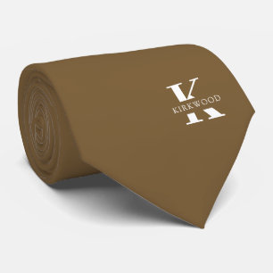 Cravate Monogramme élégant Brown arachide + Nom