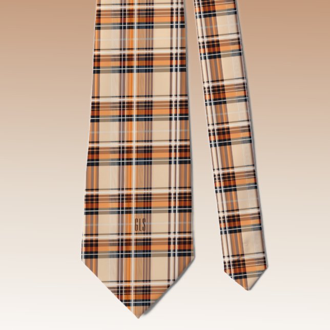 Cravate Monogramme Élégant Motif Plaid Automne-Automne Nec (Créateur téléchargé)