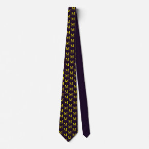 Cravate Monogramme élégant sophistiqué minimaliste jaune