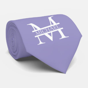 Cravate Monogramme et nom Elegant Purple Personnalisé