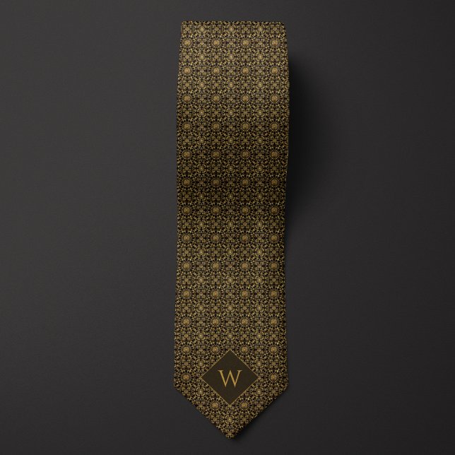 Cravate Monogramme Gold & Black Arabesque (Créateur téléchargé)