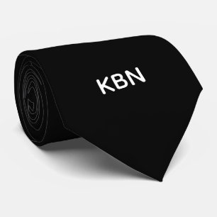 Cravate Monogramme Initiales Noir Blanc Mariage Formel Mar