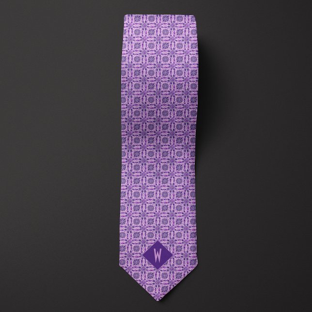 Cravate Monogramme Mandala des Joyaux Violets (Créateur téléchargé)