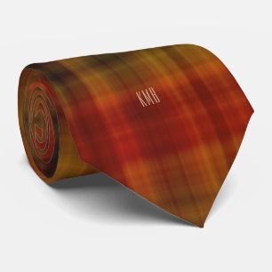 Cravate Monogramme Moderne Autumn Plaid Motif Necktie