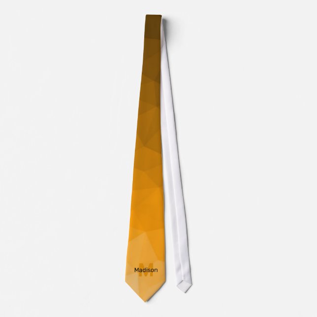 Cravate Monogramme motif de maillage de géométrie orange (Devant)