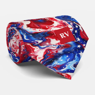 Cravate Monogramme rouge blanc et bleu