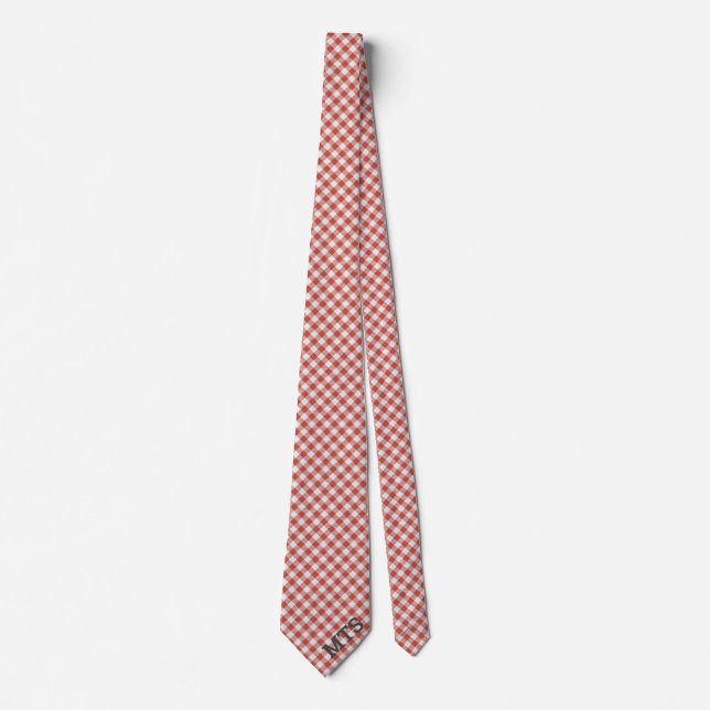 Cravate Monogrammé rouge et blanc En vichy vérifié Décontr (Devant)
