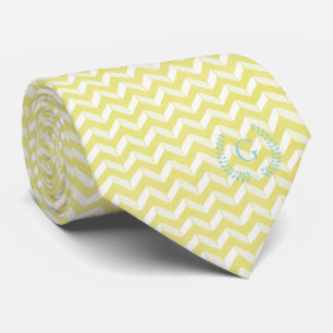 Cravate Monogramme turquoise jaune en pastel chic de