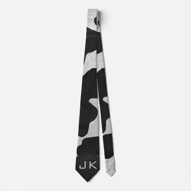 Cravate Monogramme vache noir et blanc (Devant)