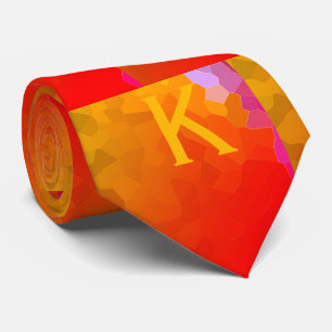Cravate Monogrammes Orange Rose Funky Motif Moderne tendan