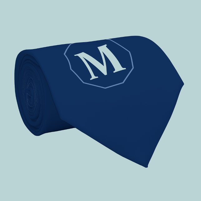 Cravate Monographie élégante bleu marine personnalisée (Créateur téléchargé)