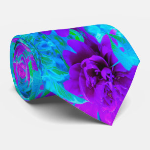 Cravate Moody Purple Peony avec beau feuillage