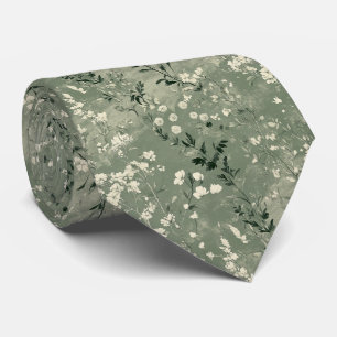 Cravate Moody Sage Green Fleur sauvage Mariage personnalis