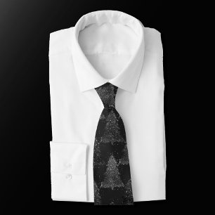 Cravate Moody Tree Motif   Noël noir argenté Onyx