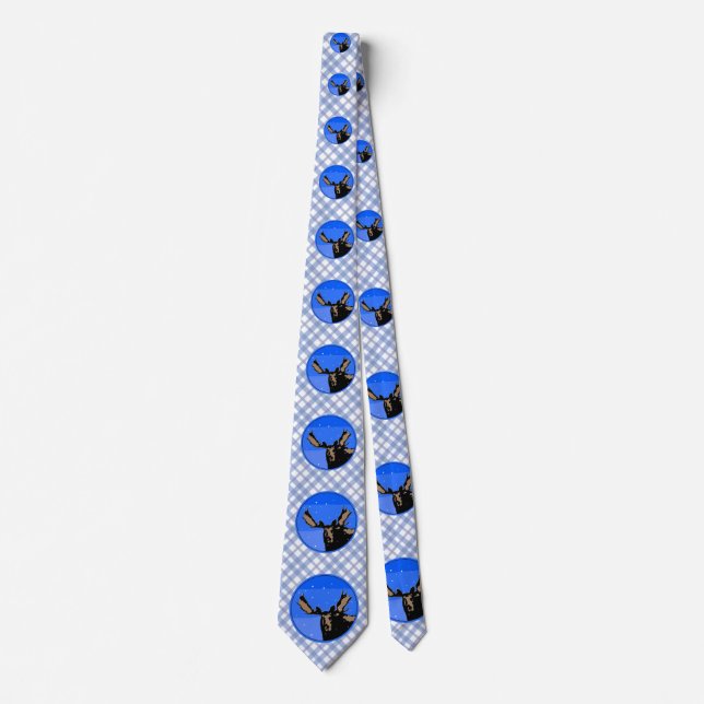 Cravate Moose en hiver - Art original de la faune (Devant)