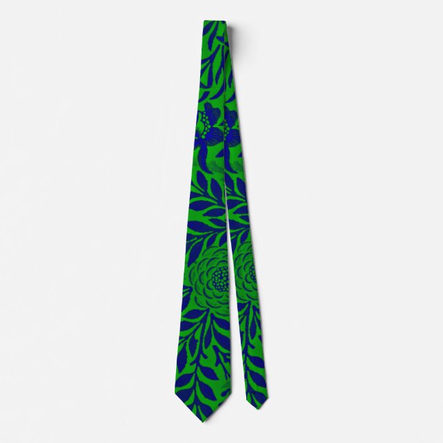 Cravate Morris - Larkspur in Vibrant Green and Blue (Devant)