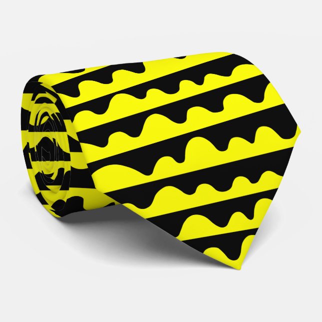 Cravate Motif 020815 - Jaune et noir (Roulé)