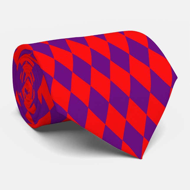 Cravate Motif à carreaux Harlequin rouge et violet  (Créateur téléchargé)