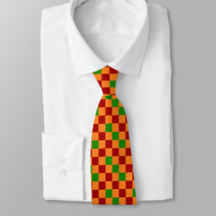 Cravate Motif à carreaux rouge orange vert