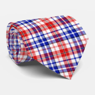 Cravate Motif à carreaux tartan blanc rouge bleu