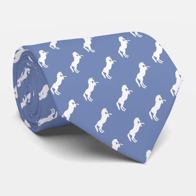Cravate Motif à cheval debout | gris bleu (Roulé)