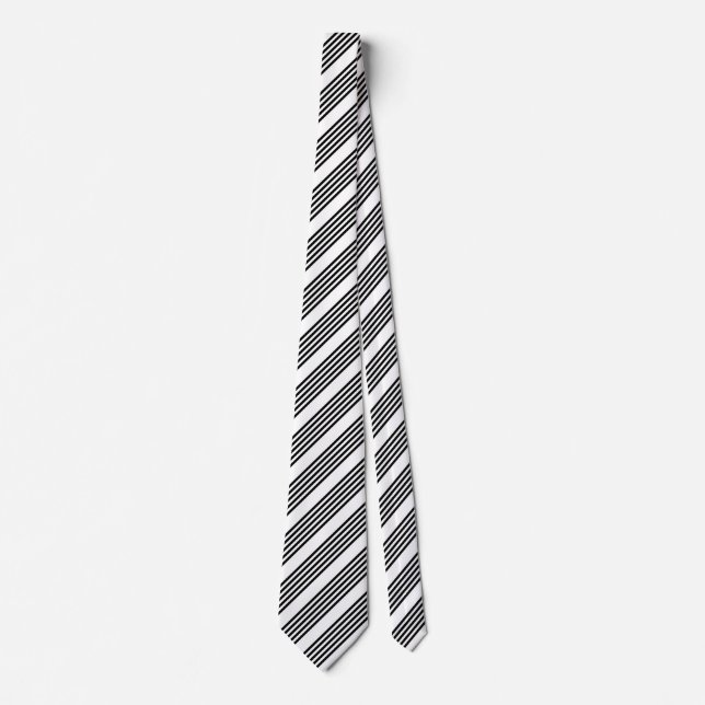 Cravate Motif à cinq bandes noir et blanc (Devant)