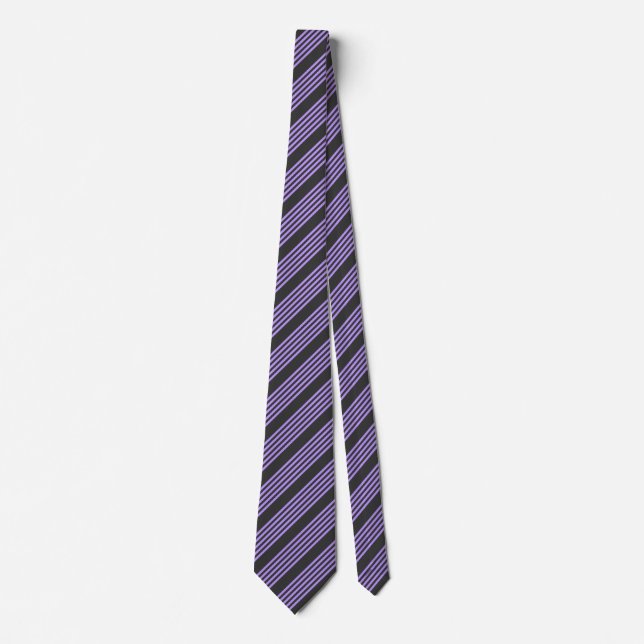 Cravate Motif à cinq bandes violet et charbon de bois (Devant)