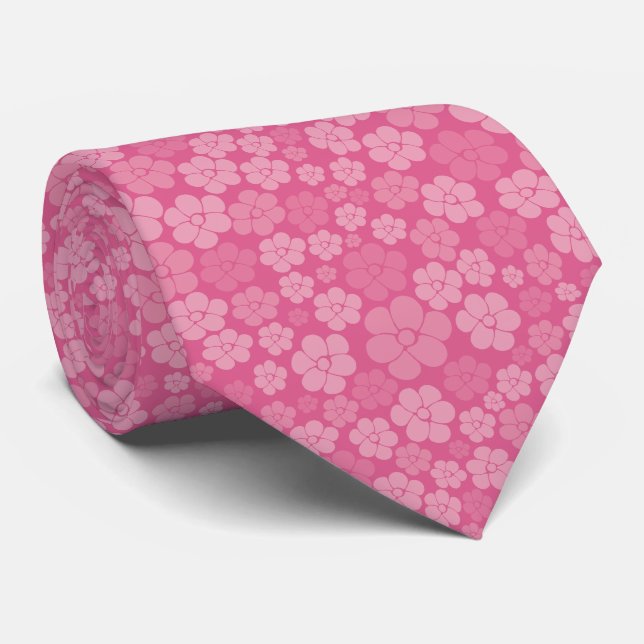 Cravate Motif à fleurs - rose (Roulé)