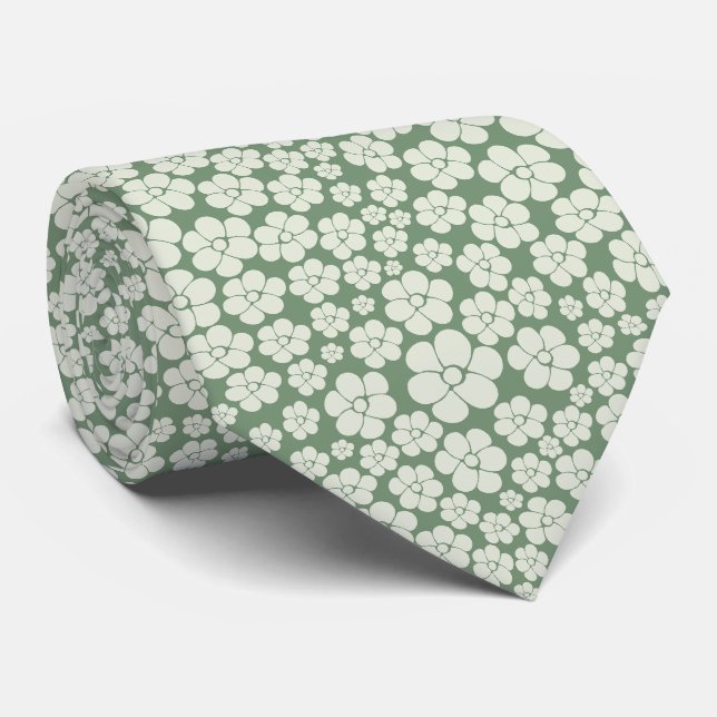 Cravate Motif à fleurs - Vert (Roulé)