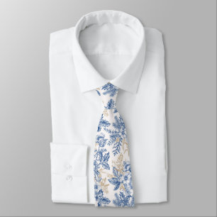 Cravate Motif à fleurs Vintage d'hiver bleu