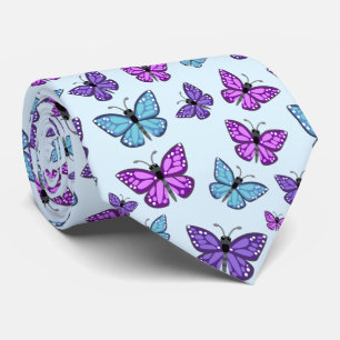Cravate Motif à papillons violets, bleus et roses